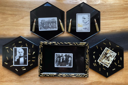 GODFATHER TABLETT-Dekoration-Vatertag-Patronenhülsen-Geschenk für Freund-Military-Bundeswehr-Resin-Army-Epoxid-Jäger