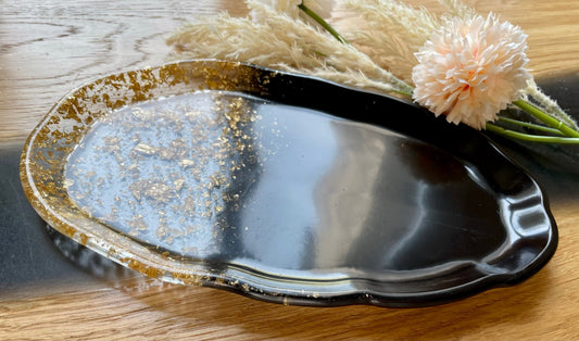 Tablett / Dekortablett / Schmuckschale / Schale / Dekorschale / Epoxidharz / Marmoroptik / Gold / Hochzeit / Deko / Geschenke / Home