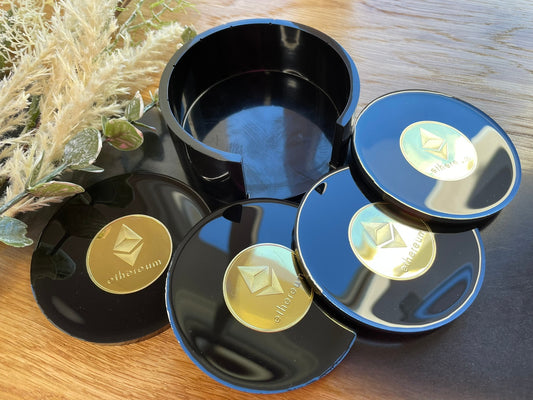Ethereum Untersetzer Set-ETH-mit 4 Untersetzer-Stocks-Resin-Krypto-Money-Home-Coaster-Forex-Bar-Crypto-Trading-Kurs-Börse-Resin-Dollar-Bulle