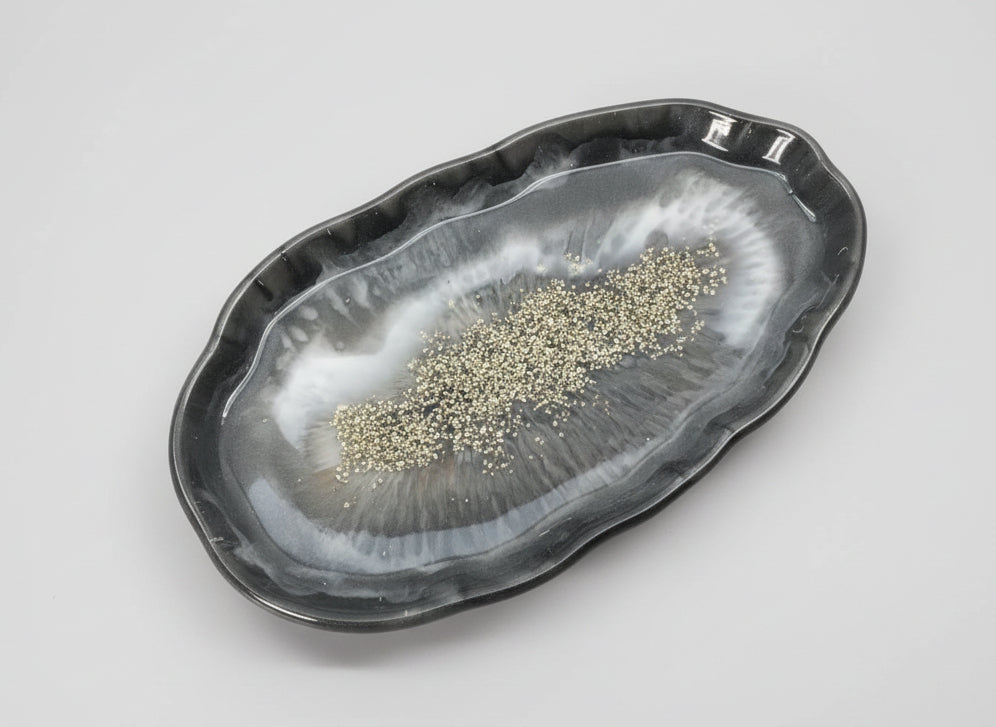 Elegantes Deko-Tablett Epoxidharz 28x16 cm | Gold-Details | 12 Designs